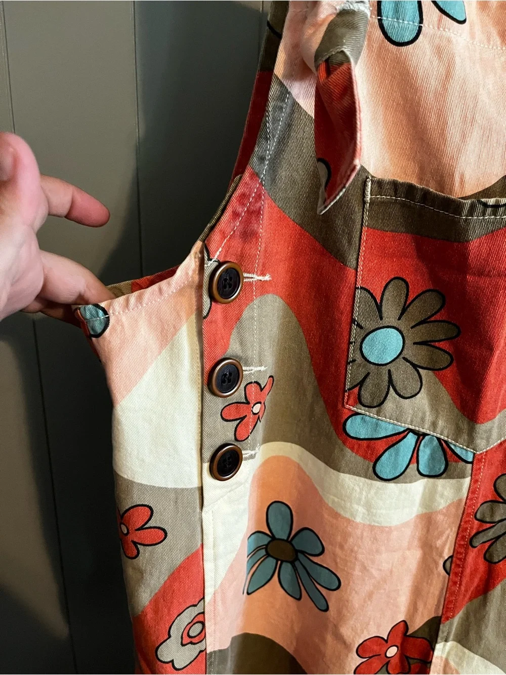 Easel brand "High Hopes" slouchy denim overalls boho flower oversized - Picture 4 of 6